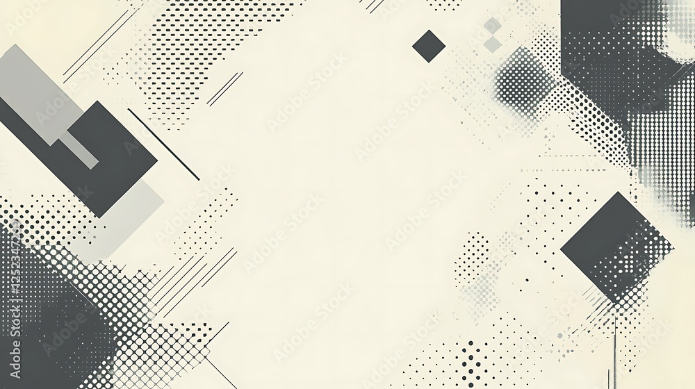 Poster abstract geometric design with halftone patterns