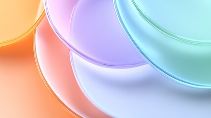 Pastel colored glass circles overlap softly creating a serene and calming visual aesthetic.. AI Generated