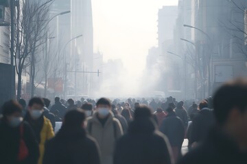 Obraz premium Crowd of people walking on the street