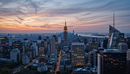 Obraz premium Dusk cityscape photography new york gigapixel cgi urban aerial skyline
