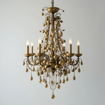 recommend clip art: PNG Elegant antique crystal chandelier on white background