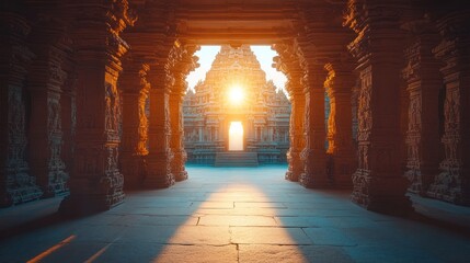 Ancient temple sunrise gateway
