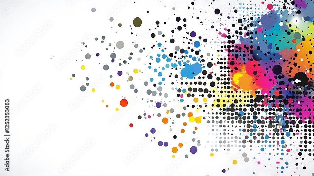 Poster abstract colorful dots and splashes design