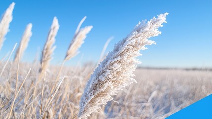 Fototapeta premium Frosty Grass Field Under Clear Sky