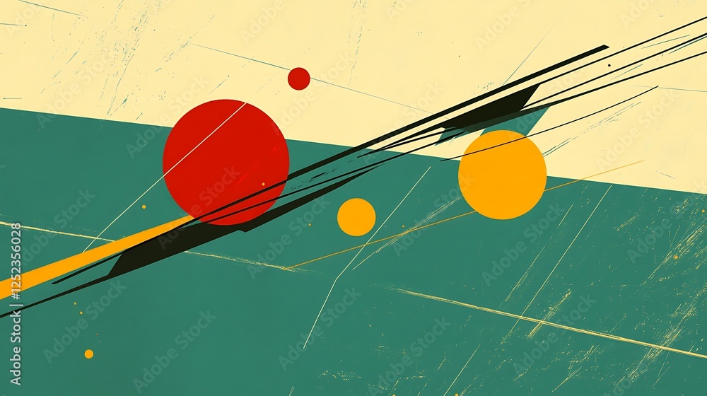Poster abstract geometric composition with circles and lines