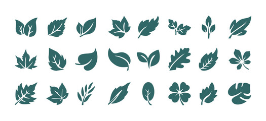 simple green leaf vector icon set