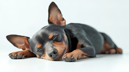 Miniature pinscher on white background