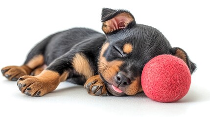 Miniature pinscher on white background