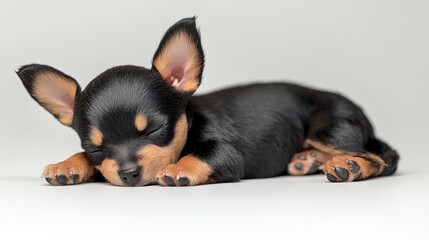 Miniature pinscher on white background