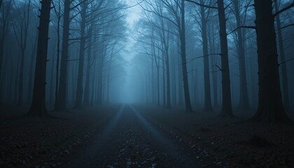Mysterious foggy forest path enchanted woods photography atmospheric ground level nature's enigma