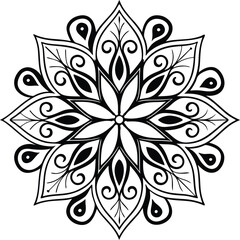 black and white floral mandala ornament