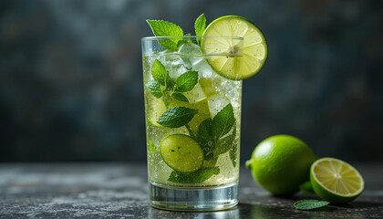 Refreshing mojito cocktail home bar beverage photography cozy kitchen close-up chill vibes