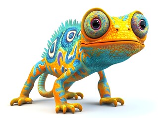 Fototapeta premium 3D animation style of a playful chameleon