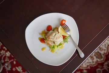 Gourmet Plate of Salmon Fish and Vegetables