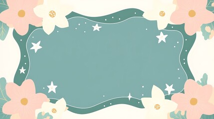 Pastel Flowers and Stars Frame Design Background