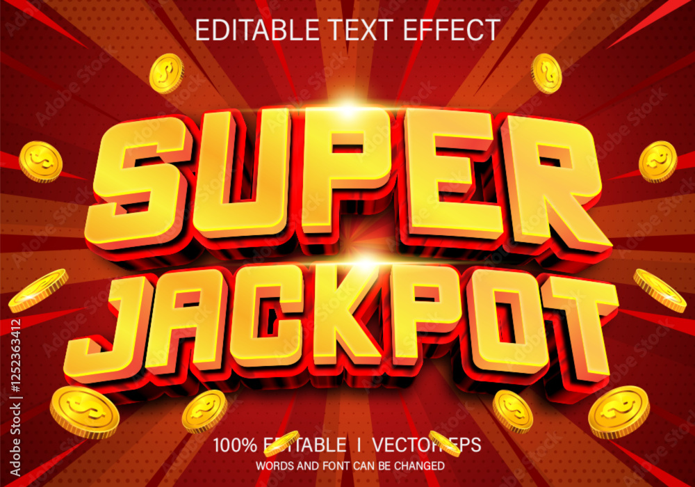 Aufkleber super jackpot 3d vector text effect with modern style design