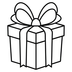 Gift Box Outline Icon Black and White Vector. Black line art gift box, surprise, celebration, birthday, holiday, festive, Christmas, anniversary on white background
