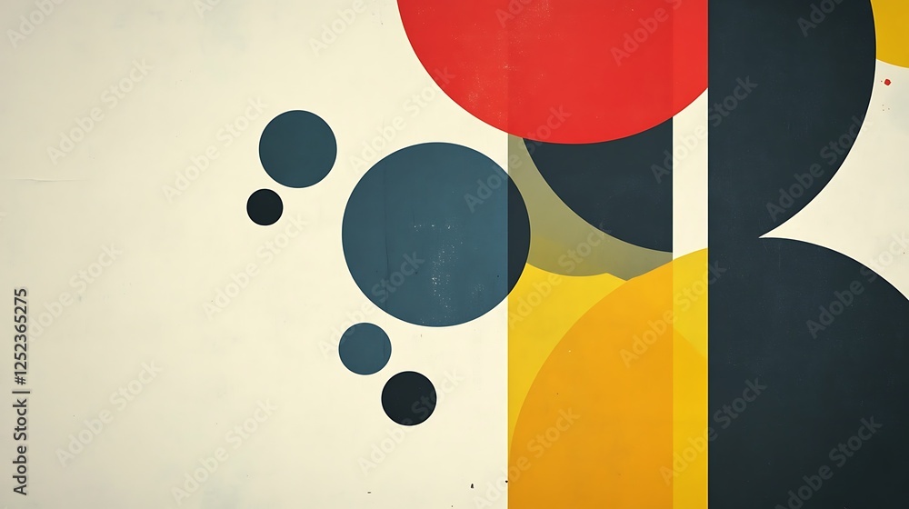 Poster abstract geometric composition with circles and rectangles