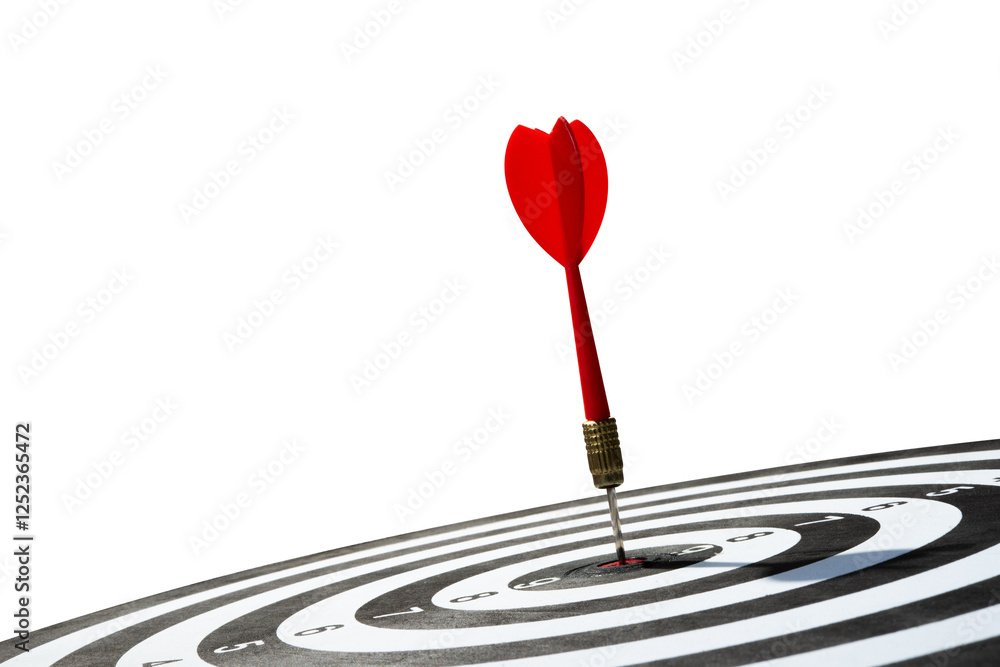 Poster red dart on target board isolated