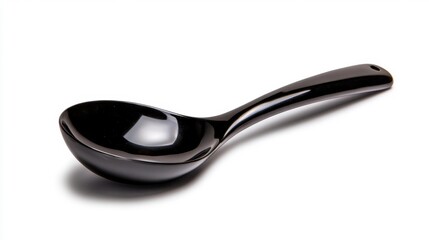 Black Glossy Soup Ladle Isolated on White Background. Generative AI