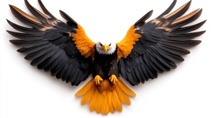 Fototapeta premium Majestic Bald Eagle in Flight with Wide Spread Wings. Generative AI