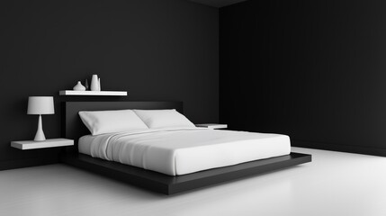 Modern Monochrome Bedroom Design with Minimalist Furniture