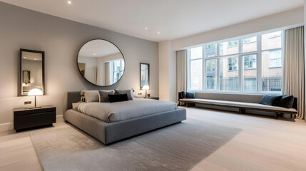 Modern Understated Bedroom Bathed in Soft Neutral Shades
