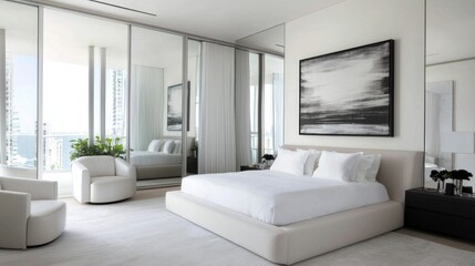 Sleek Contemporary Bedroom Design with Mirror Accents