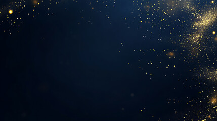 Obraz premium Golden Glitter Particles on Dark Blue Background