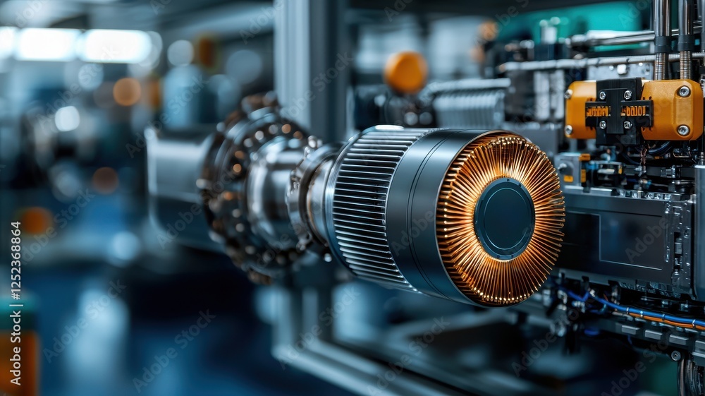 Poster a close-up of a mechanical component, showcasing intricate details and engineering design in a high-