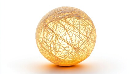 Illuminated yarn ball on white background, home decor
