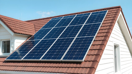 a roof with a row of solar panels on it's side of it, with a sky background, Évariste Vital Luminais, ecological art, solarpunk, a digital rendering