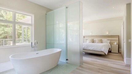 Modern Open Concept Bedroom and Bathroom with Luxurious Design