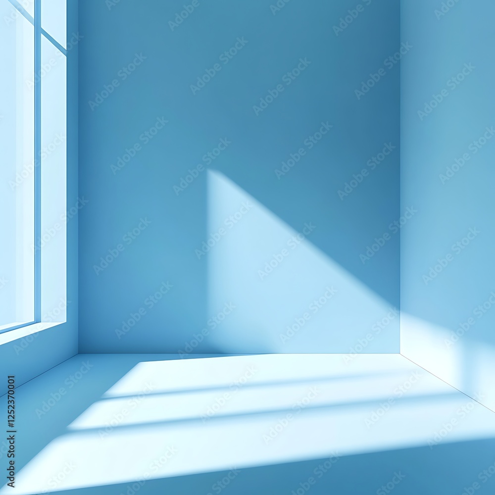 Poster blue empty room with shadow from the sun. abstract background.