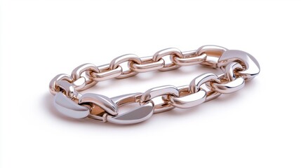 Obraz premium Elegant Two-Tone Chain Bracelet on a White Background. Generative AI