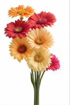 Many-coloured fowers on white background