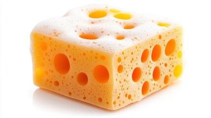 Cheese-Like Yellow Sponge with Bubbles. Generative AI
