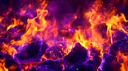 Fototapeta premium Vibrant Flames and Glowing Embers in a Fiery Abstract Scene
