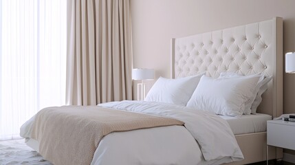 Modern Bedroom with Neutral Palette and Sophisticated Design Elements