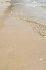 Summer waves crash on the sandy beach