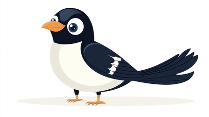 Cartoon bird illustration, white background, children's book