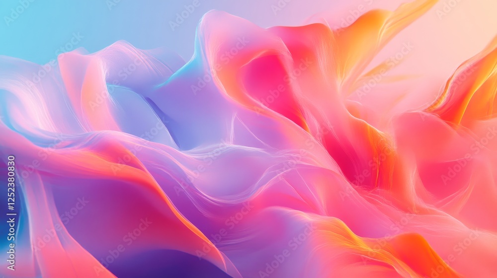 Poster abstract colorful wave pattern with soft pastel hues, digital art concept