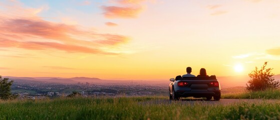 Fototapeta premium Person sitting in back of truck enjoying summer road journey with scenic views and clear skies