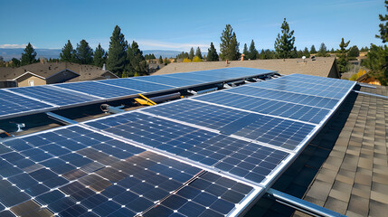 A close-up of solar panels being installed, with tools and protective gear visible


