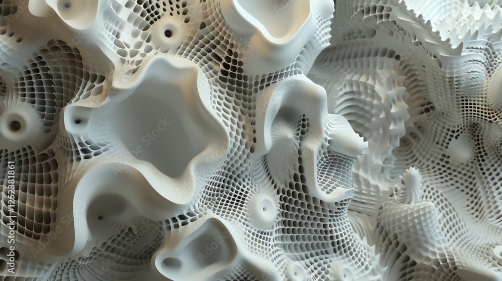 Poster a 3d render of an abstract geometric pattern.