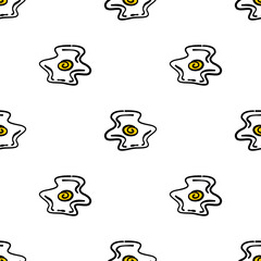 Doodle Fried Eggs Pattern background. doodle Fried eggs seamless pattern. Seamless fried egg pattern background.