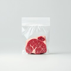 Fresh Ribeye Steak in Clear Plastic Packaging