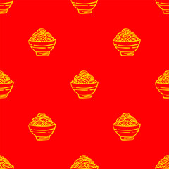 doodle Noodle pattern background. Japanese food line art pattern background. noodles theme pattern background.