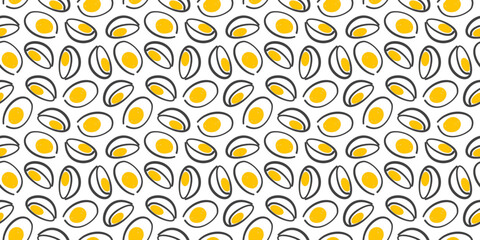 Seamless Boiled Egg Doodle Pattern background. Boiled Egg Pattern background. Egg pattern Pattern background.