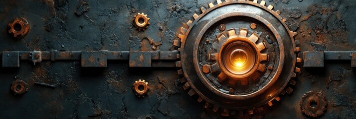 Mechanical Alphabet Letters D E F Made of Engine Parts Steampunk Style with Gears and Metallic Elements